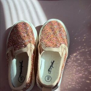 Cat & Jack Rose Gold Glitter Slip-On Sneakers
